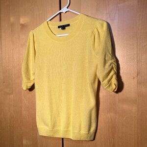 Short Sleeve Sweater Creamy Lemon Yellow Cashmere Size XS